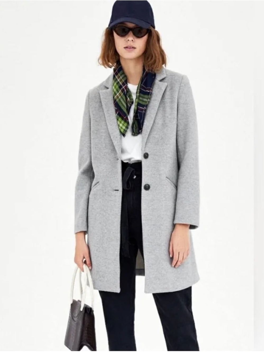 Zara Trafaluc Outerwear Women’s Grey Wool Blend Overcoat Size Medium
